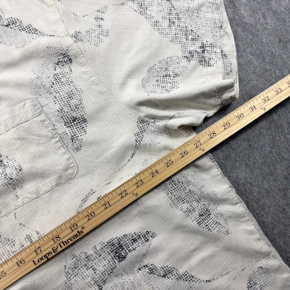 Tommy Bahama 100% Silk Hawaiian Aloha Men's XXL Button Up Shirt Cream/Tan